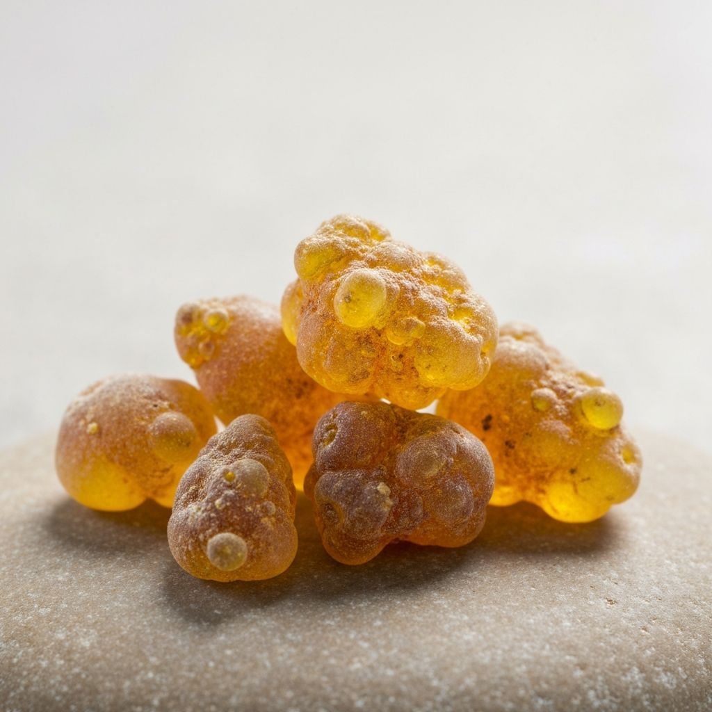 Boswellia serrata resin tears on stone surface